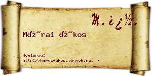 Mérai Ákos névjegykártya