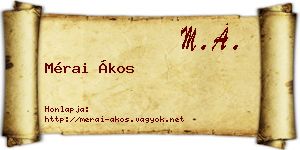 Mérai Ákos névjegykártya
